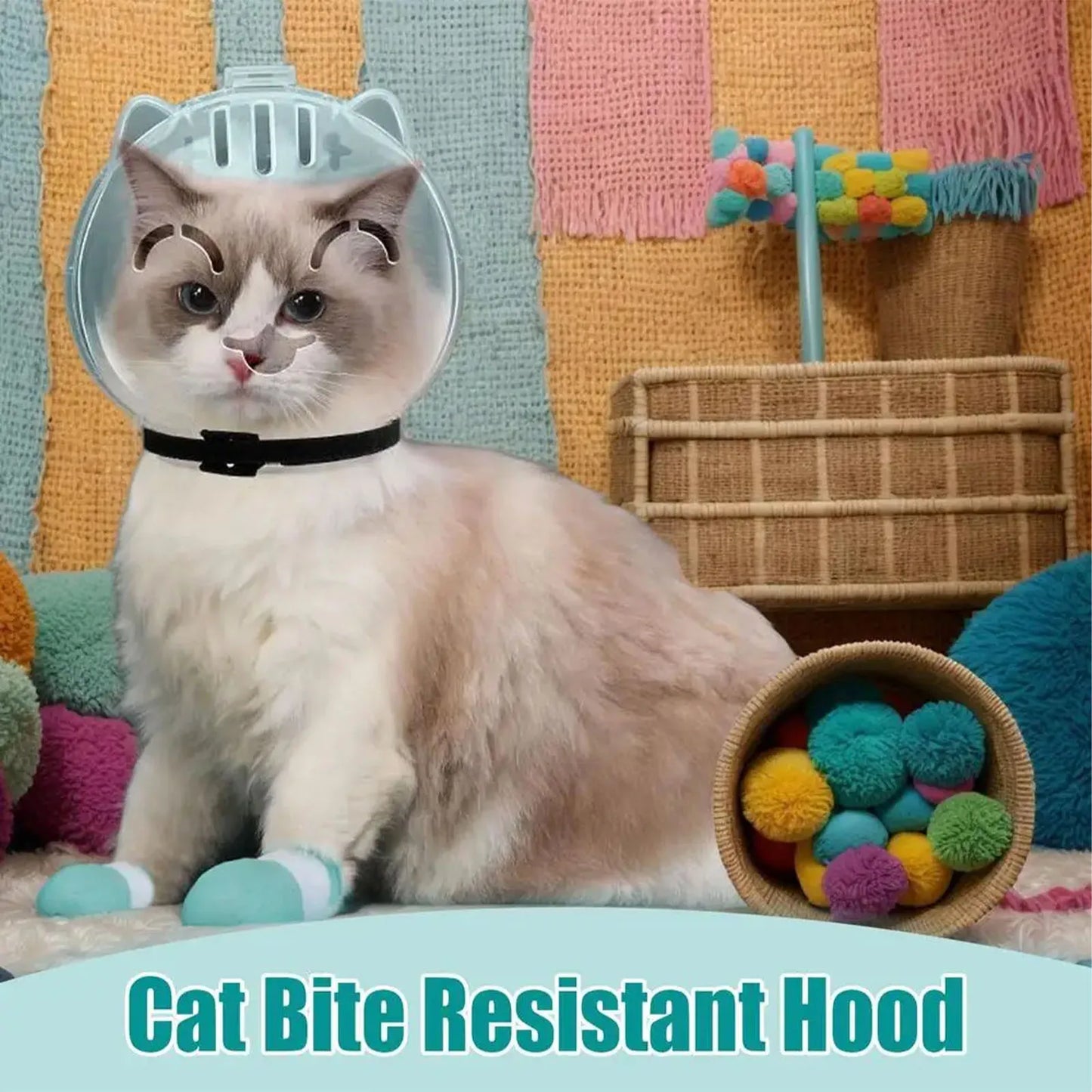 Cat Muzzle & Grooming Hood – Anti-Bite & Anti-Lick