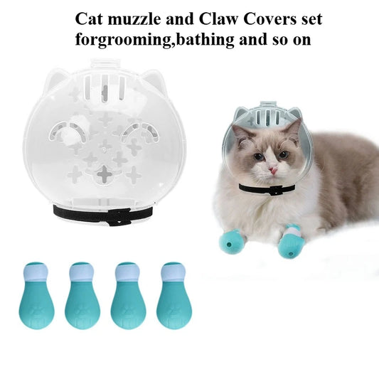 Cat Muzzle & Grooming Hood – Anti-Bite & Anti-Lick