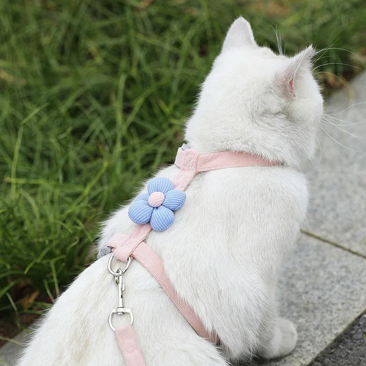 Cat & Dog Harness and Leash Set – Adjustable Breathable Pet Walking Strap for Small Dogs and Cats