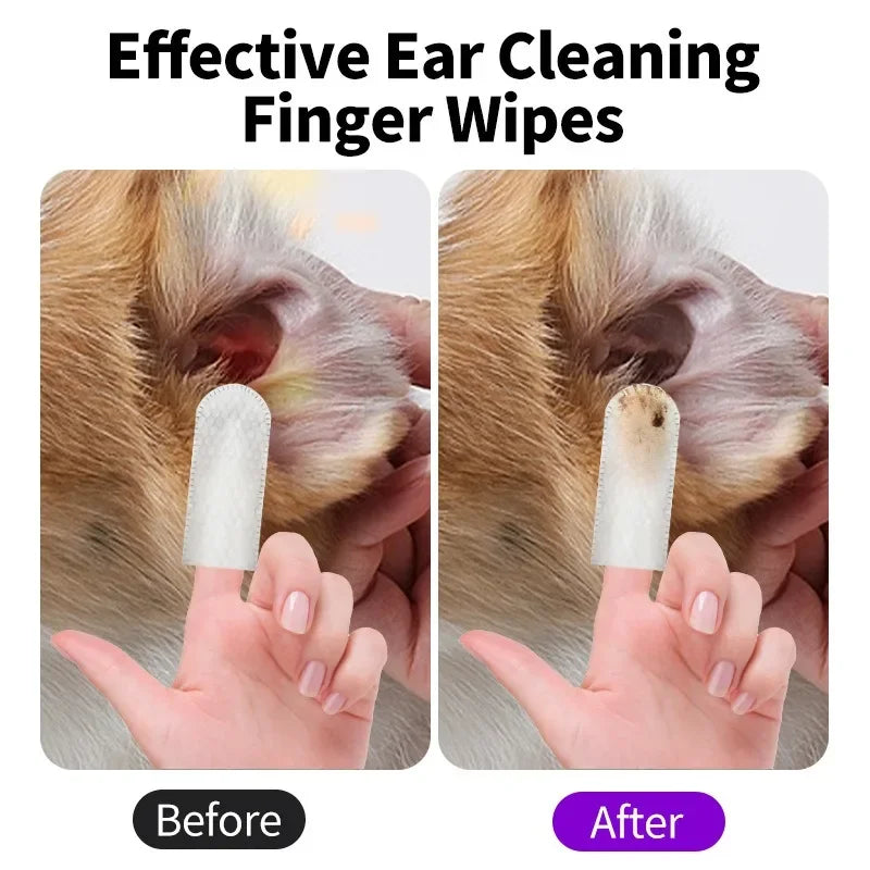 50PCS Dog & Cat Ear Cleaning Wipes – Pet Ear Care Finger Pads