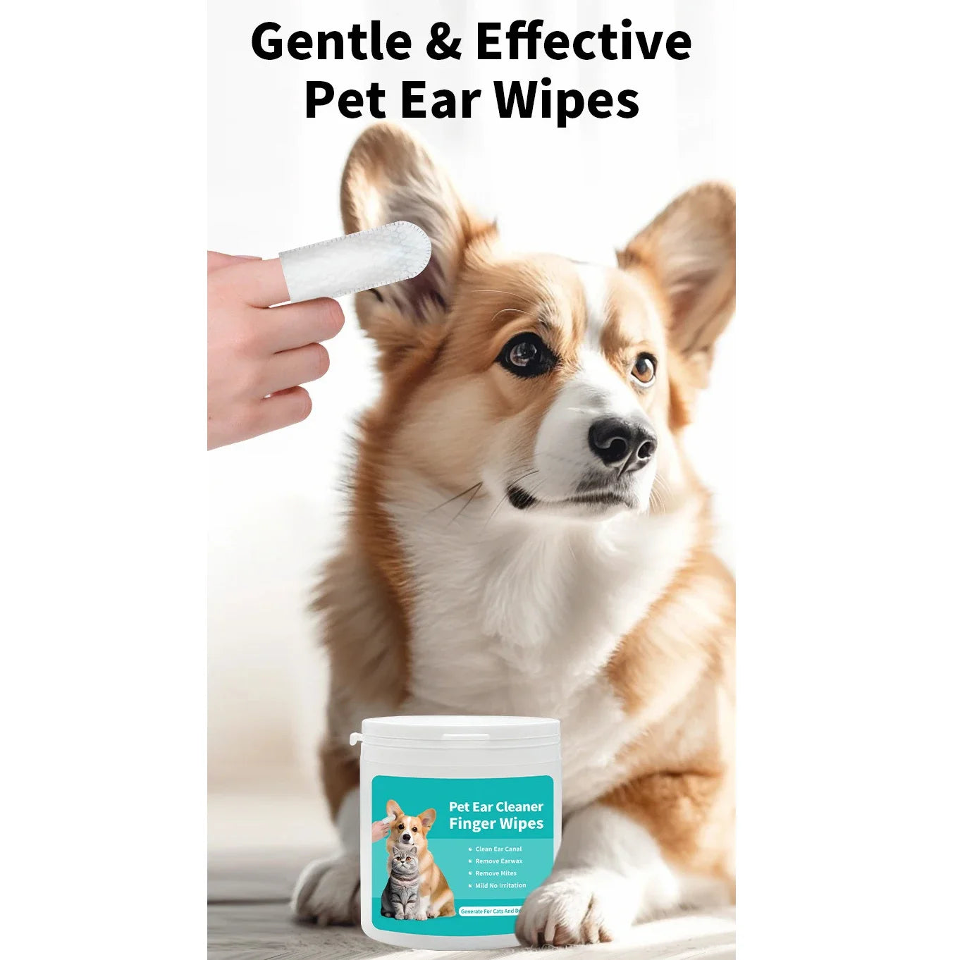 50PCS Dog & Cat Ear Cleaning Wipes – Pet Ear Care Finger Pads
