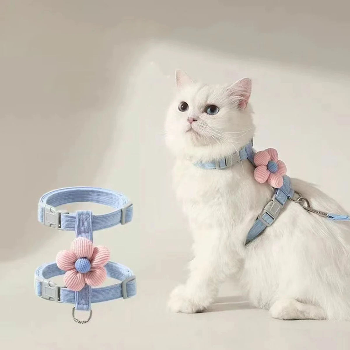 Cat & Dog Harness and Leash Set – Adjustable Breathable Pet Walking Strap for Small Dogs and Cats