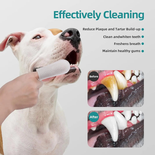 Dogs & Cats Teeth Cleaning Wipes – Disposable Pet Dental Finger Wipes for Plaque & Bad Breath