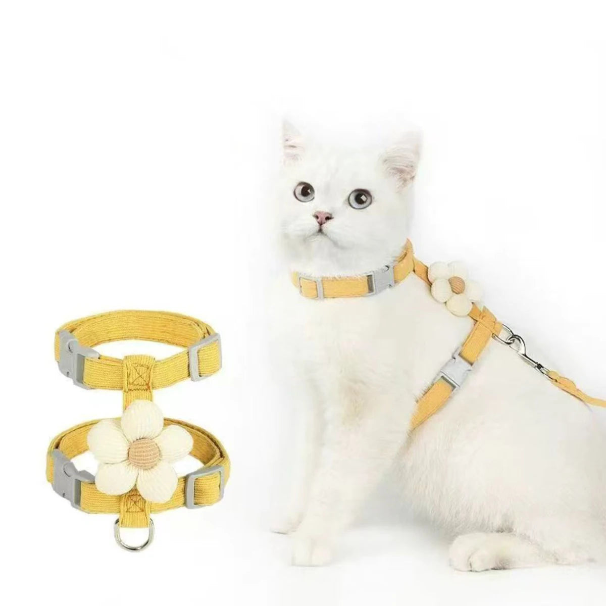 Cat & Dog Harness and Leash Set – Adjustable Breathable Pet Walking Strap for Small Dogs and Cats